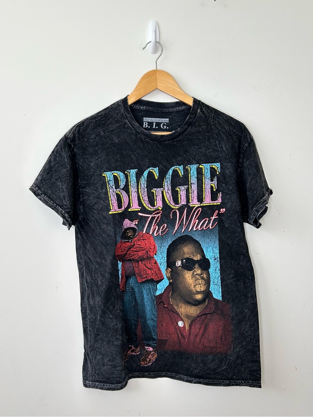 The Notorious B.I.G. Biggie "The What" Graphic Black Acid Wash T-Shirt Size M